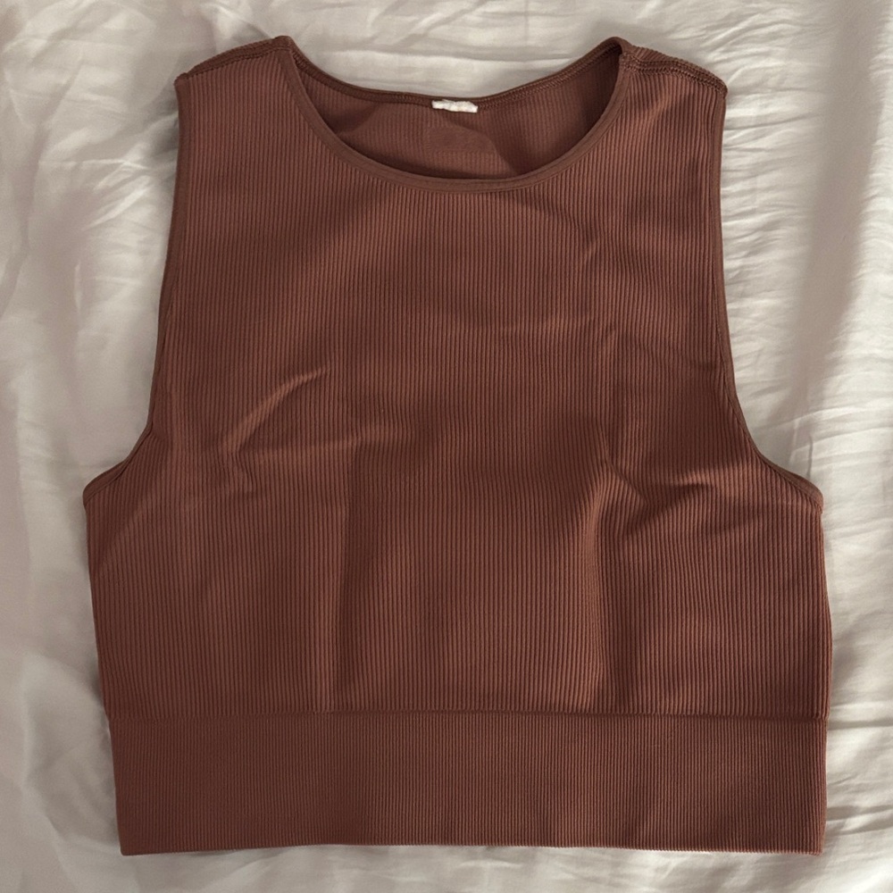 DSG Ribbed Crop Tank Top - Clay Brown